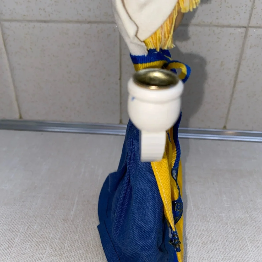 Butticki Vintage Lucia Swedish girl candlestick‎ holder wooden Sweden